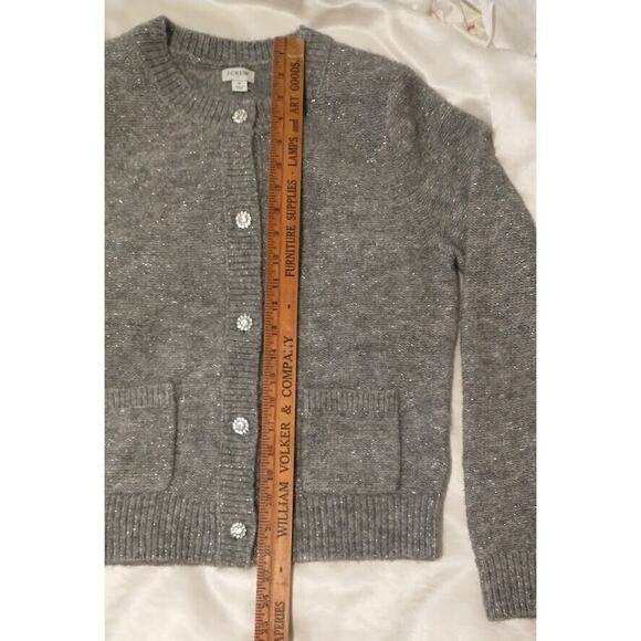 J Crew Grey Silver Sweater Cardigan Jewel Button Pockets NWT Medium MSRP $138 - Picture 6 of 11
